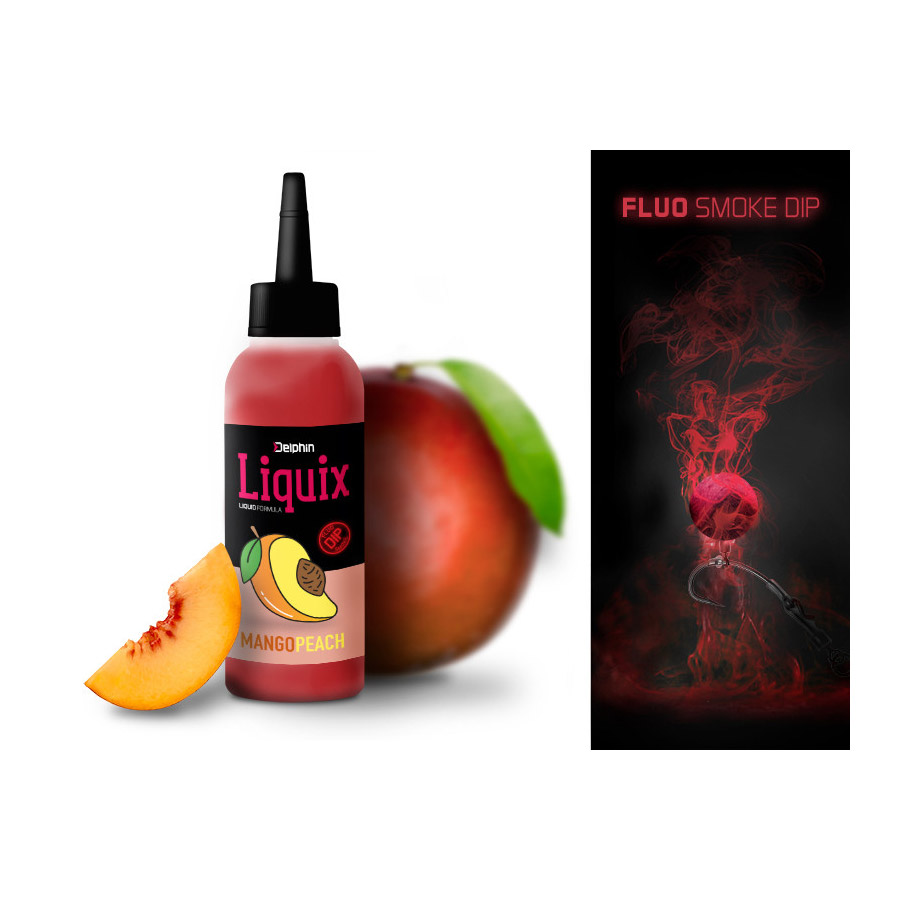 DELPHIN Fluo dip D SNAX LiquiX – Mango-Broskyňa (100 ml)